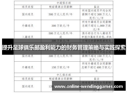 提升足球俱乐部盈利能力的财务管理策略与实践探索