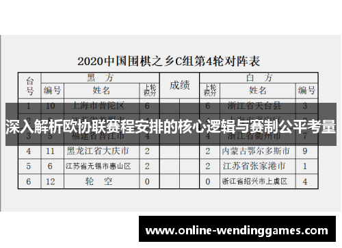 深入解析欧协联赛程安排的核心逻辑与赛制公平考量